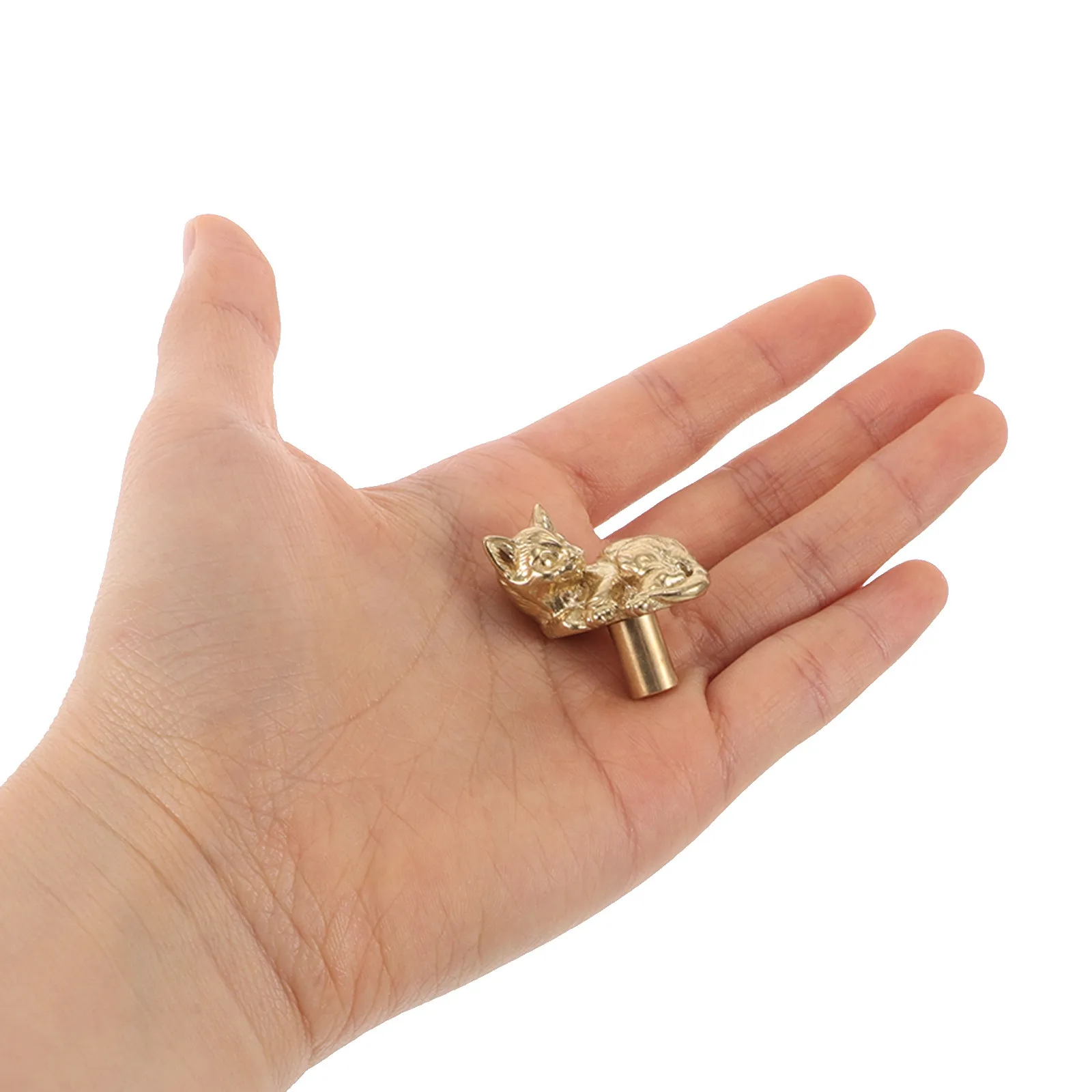 Cat Brass Door Handle Design Decorative Vintage Cabinet Drawer Pulls Elegant Gold Hardware for Furniture