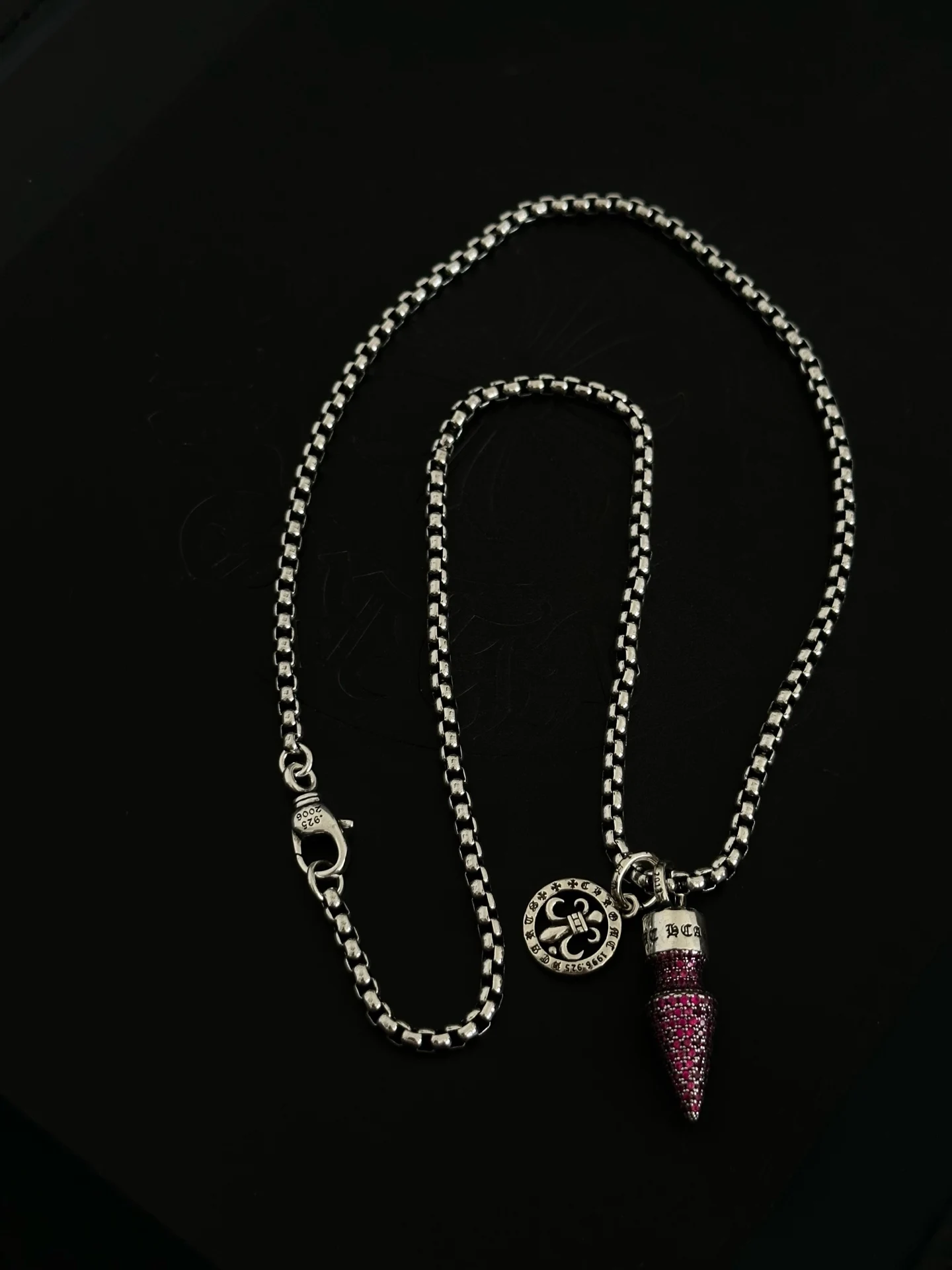 S925 Sterling Silver Unique Personality Charm Design Round Brand Cross Couple Pendant Necklace Nail Retro Old Accessories