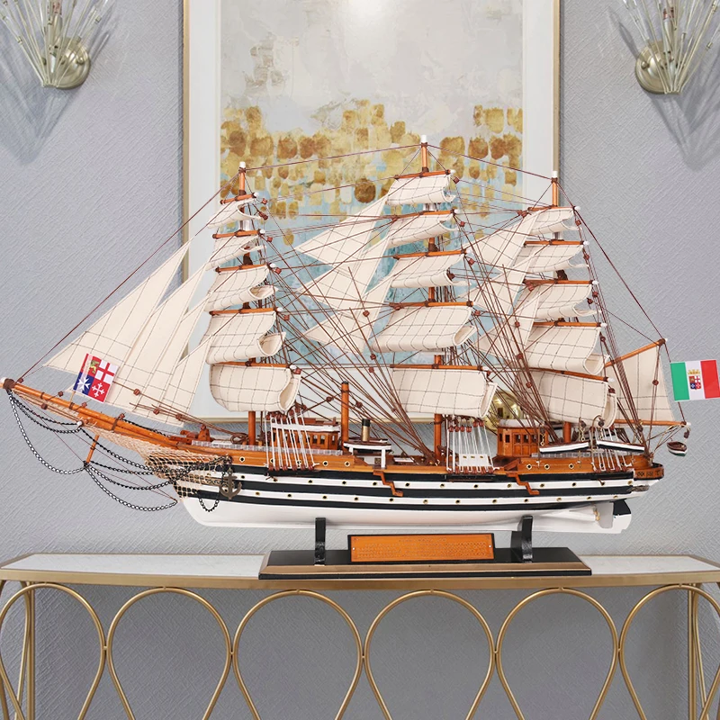 

solid wood sailboat model, home decoration decorations, and high-end gifts are presented with smooth sailing