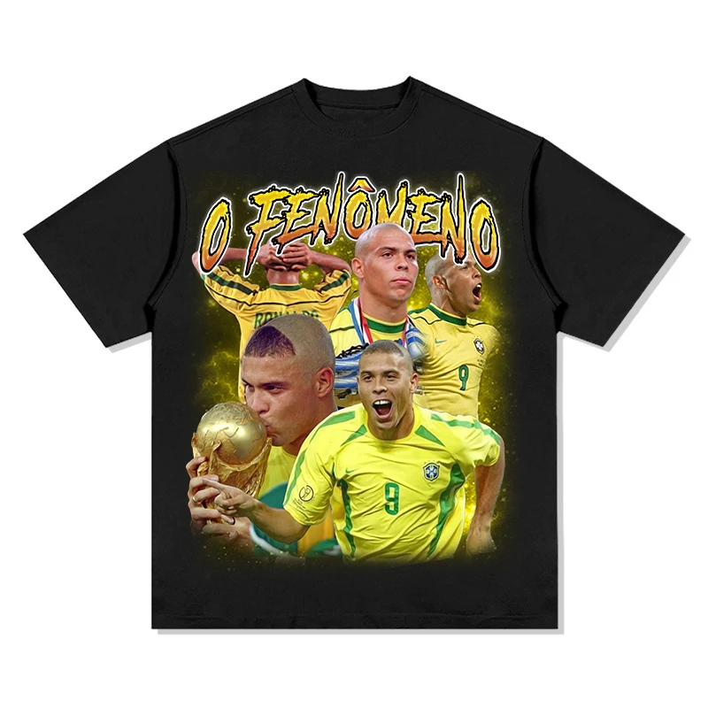 

2025 Men's Sumnmer New Cotton T-shirt Comfortable Brazil O Fenomeno Printed Football Series American Style Short Sleeve T-Shirt
