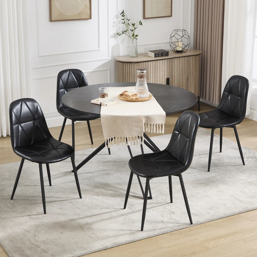 

Dining Chairs Set of 4 Upholstered Faux Leather Dining Room Chairs Modern Kitchen Chairs with Metal Legs and High Back for Kitc