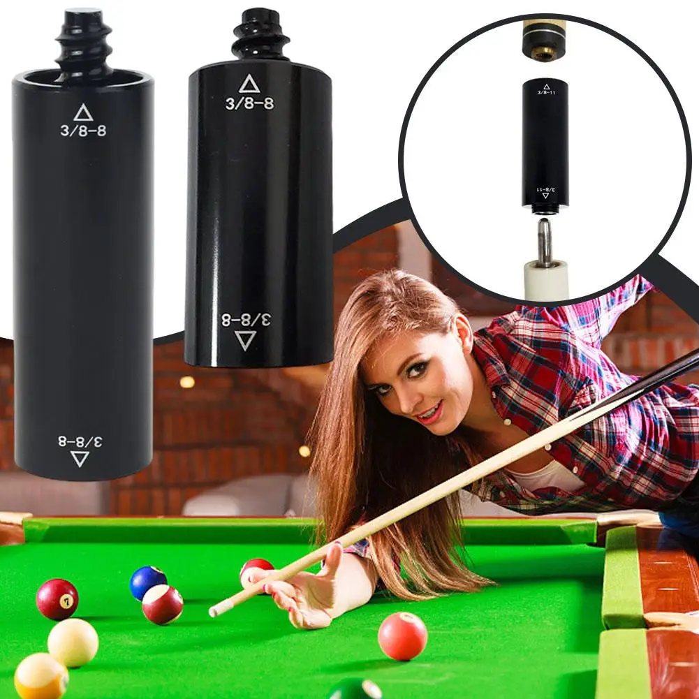 Billiard Pool Cue Aluminum Extension Adapter 3/8-8 Teeth System Black Middle Shaft Extender for Cue Sports Accessories