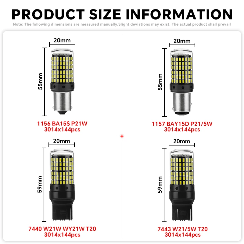 2 PCS Car Motorcycle Car signal light P21W T20 steering brake light 12V LED bulb image 4