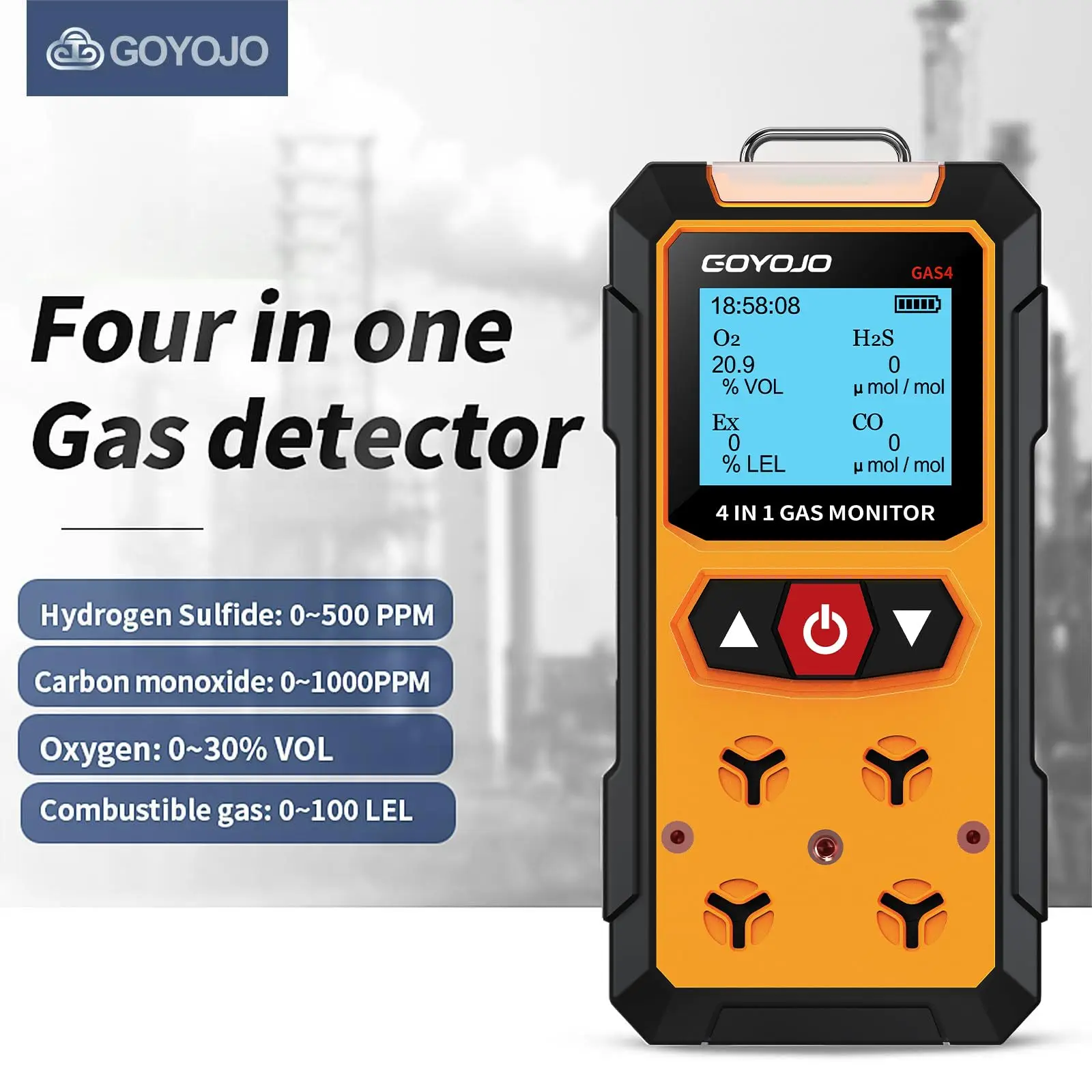 Gas Leak Detector 4-in-1 (H2S, EX, O2, CO) - Reliable Home and Workplace Safety Monitor with Precise Detection