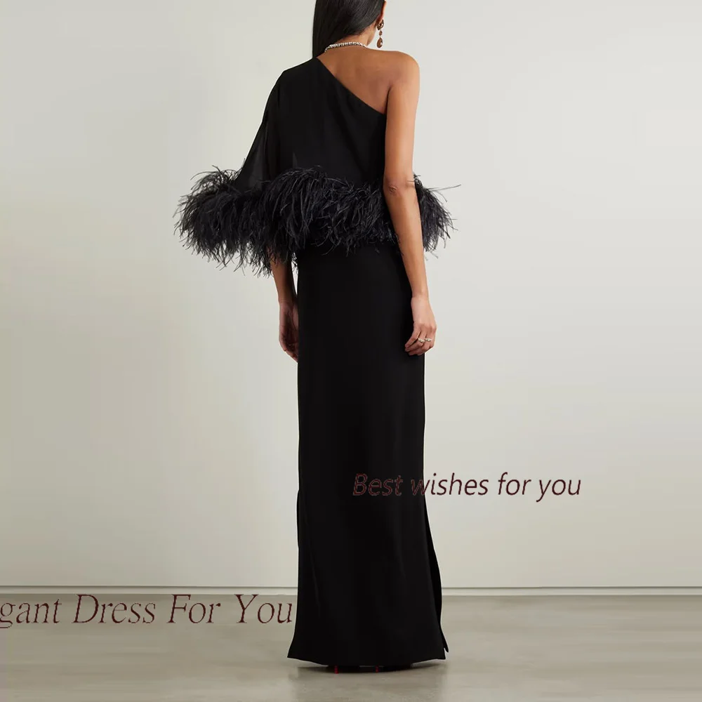 Luxury Evening Dress For Sexy Women 정장원피스 Vestidos de festa Elegant 100% Real Ostrich Feathers One-Shoulder Cocktail Prom Gown