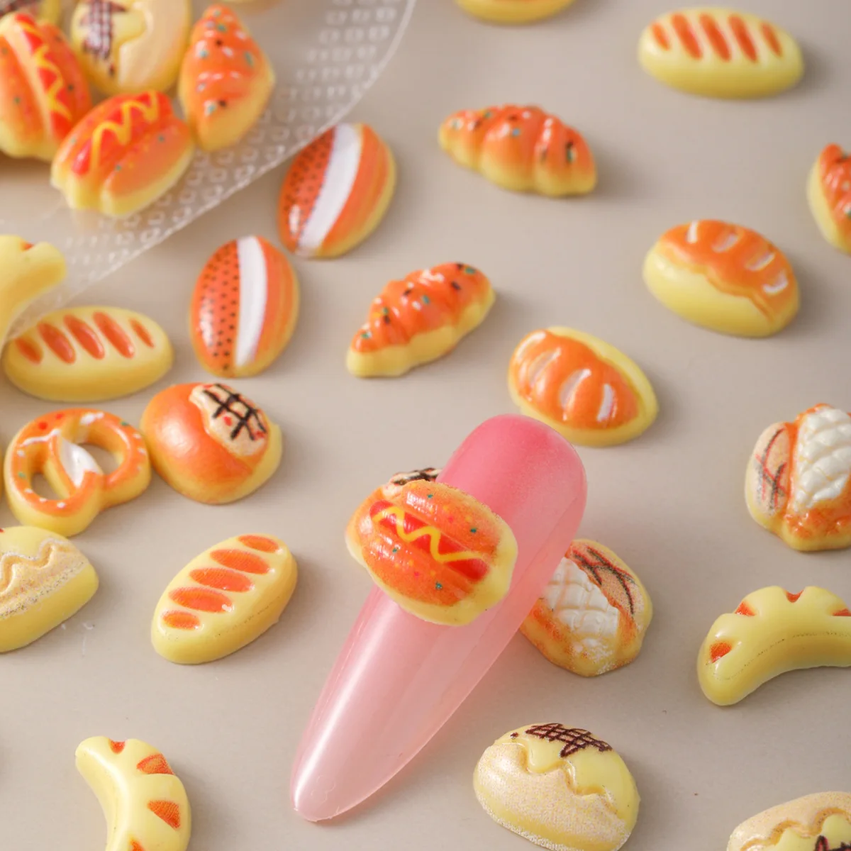 

50PCS 3D Acrylic Nail Art Simulated Bread Charms Kawaii Accessories Resin Parts For Nails Decoration Manicure Supplies Material