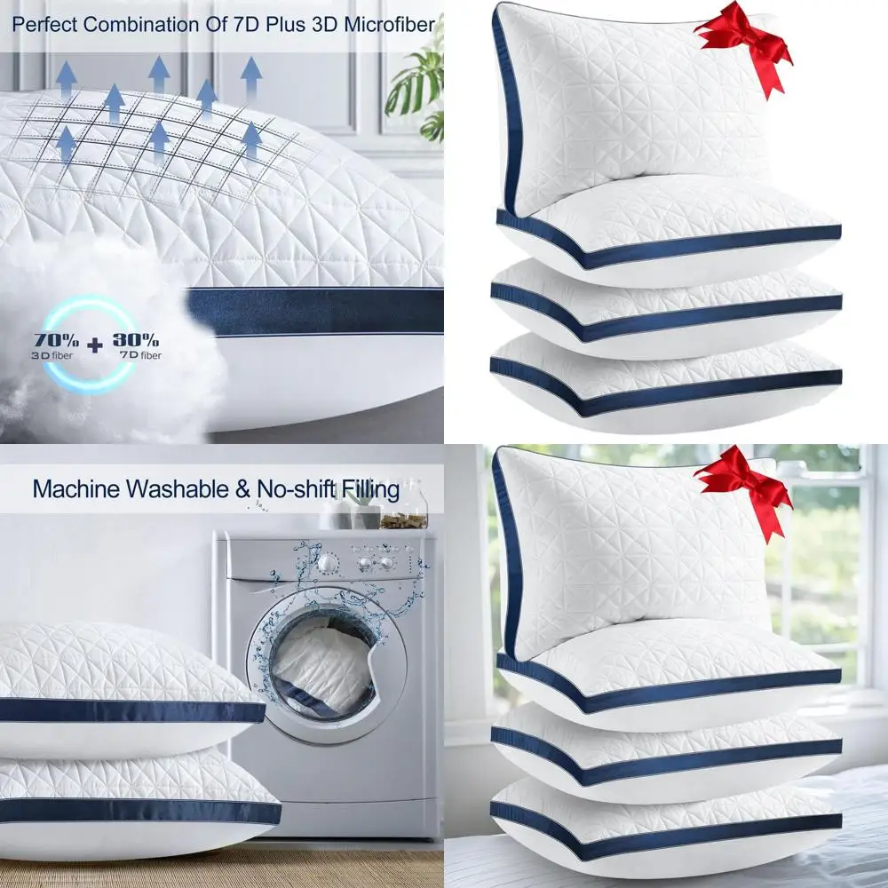 

4-Pack Cooling Luxury Pillows - Supportive, Breathable, Ideal for All Sleep Positions