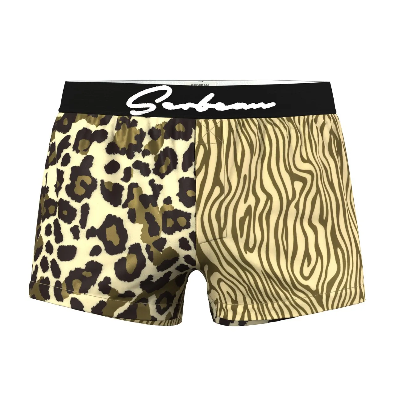 Men Leopard Print Aro Boxer Shorts Spliced Zebra Pattern Loose Home Lounge Sleep Underwear
