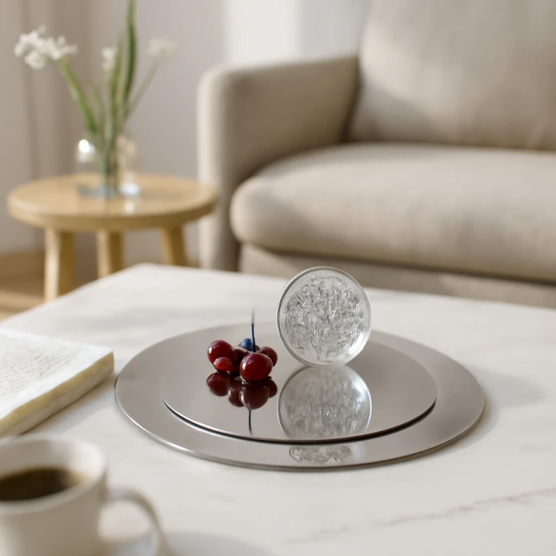 

Nordic Stainless Steel Mirror Tray Luxury Living Room Tea Table Entryway Display Organizer Decorative Gift Choice for Family