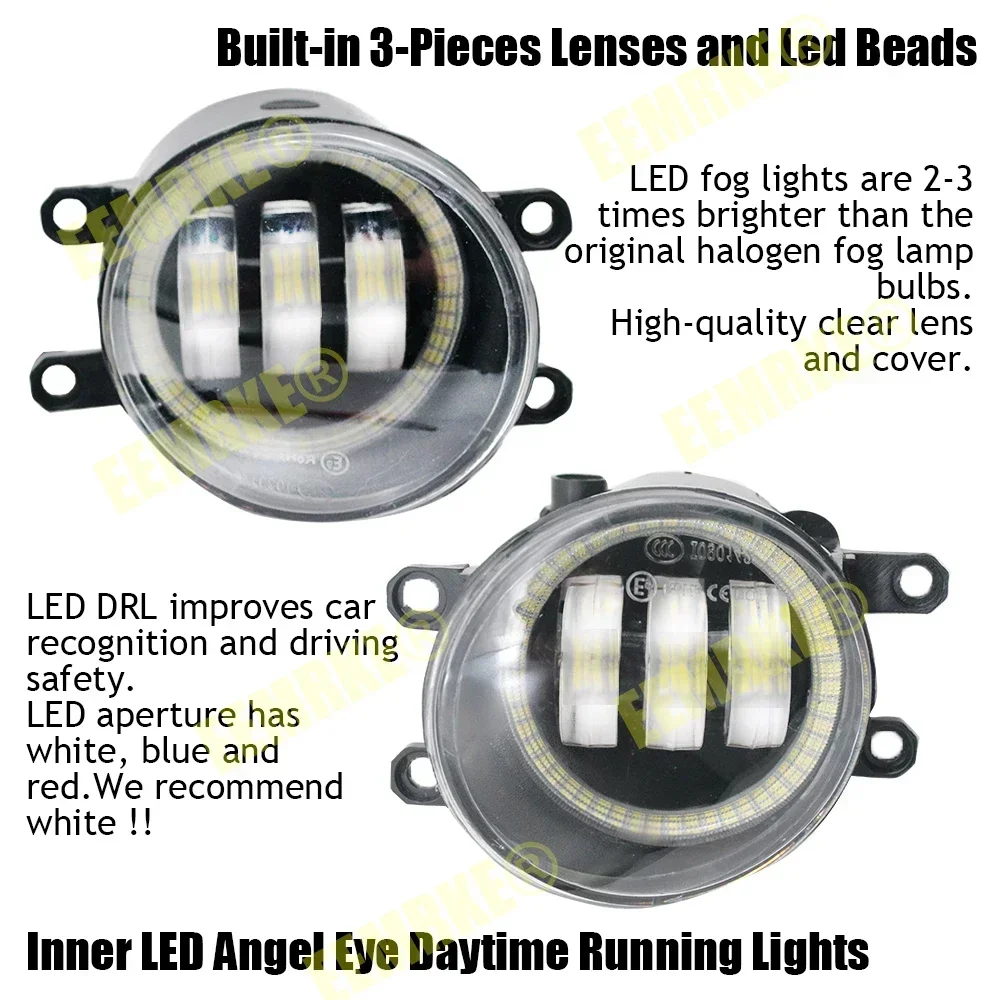 LED Fog Lights Angel Eye DRL for Suzuki Solio Hybrid 2015-2018 Car PTF with Clear Lens Daytime Running Light Fog Driving Lamp