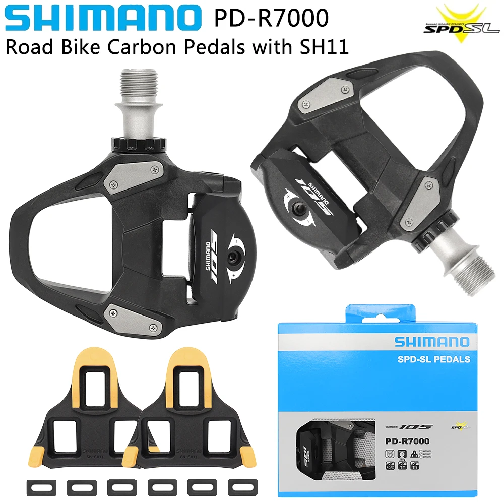 SHIMANO SPD-SL PD-R7000 Road Bike Pedal Self-locking Single Sided Carbon Body Bicycle Pedal with SM-SH11 Cycling Parts