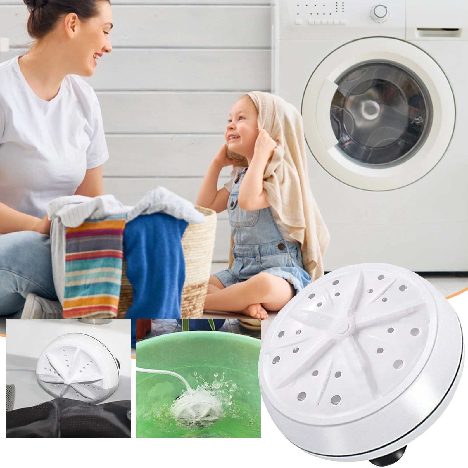 

USB Powered Ultrasonic Turbine Washer Portable Washing Machine For Sink Can Put It In A Washbasin Tub Or Bucket For Trip Or Home