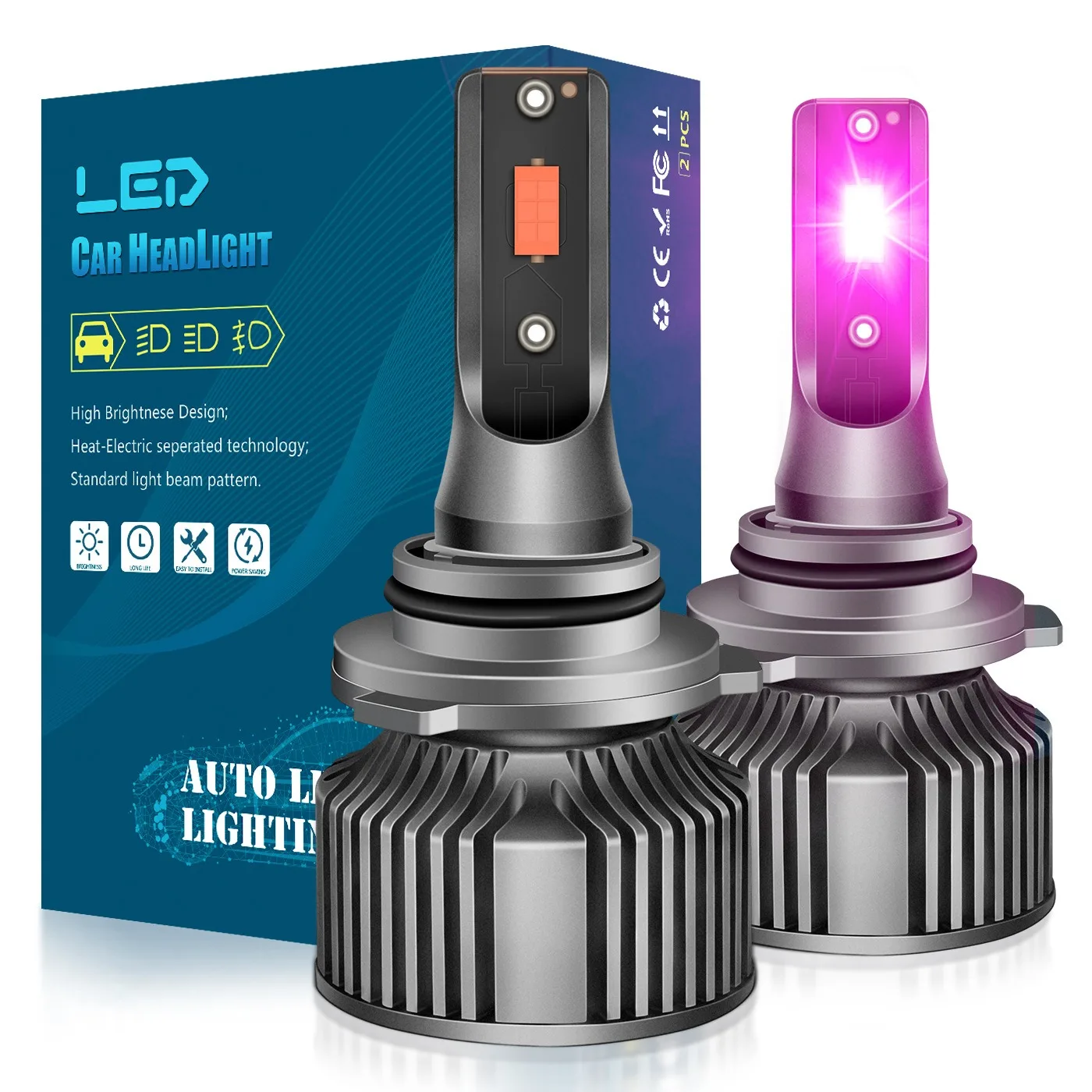

H7 H1 9005 9006 LED Headlight Bulbs 12V 50W Purple Pink Car Fog Lamp