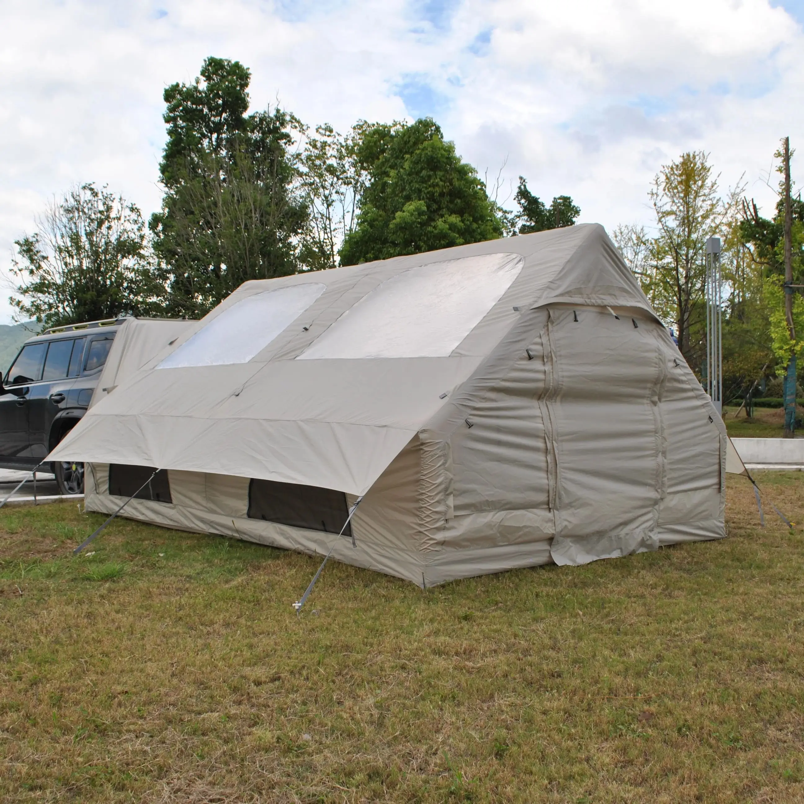 Luxury 12 Square Meter Inflatable Car Rear Tent for Camping, Spacious 6-8 Person Outdoor Shelter, Dual Skylight Windows