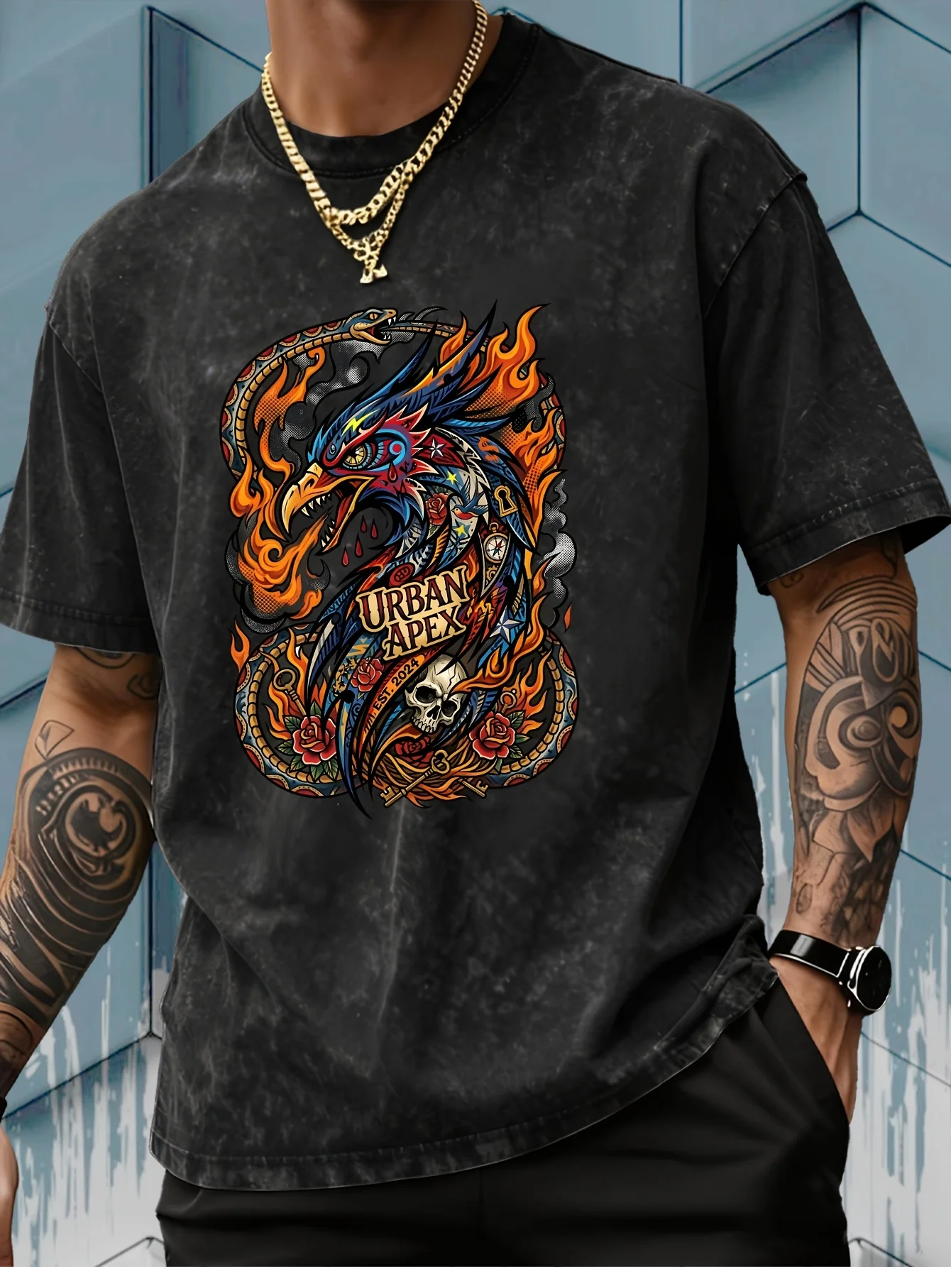 Camiseta Streetwear com Estamp - Acid Wash Vintage Graphic T Shirt avaliação e preço
