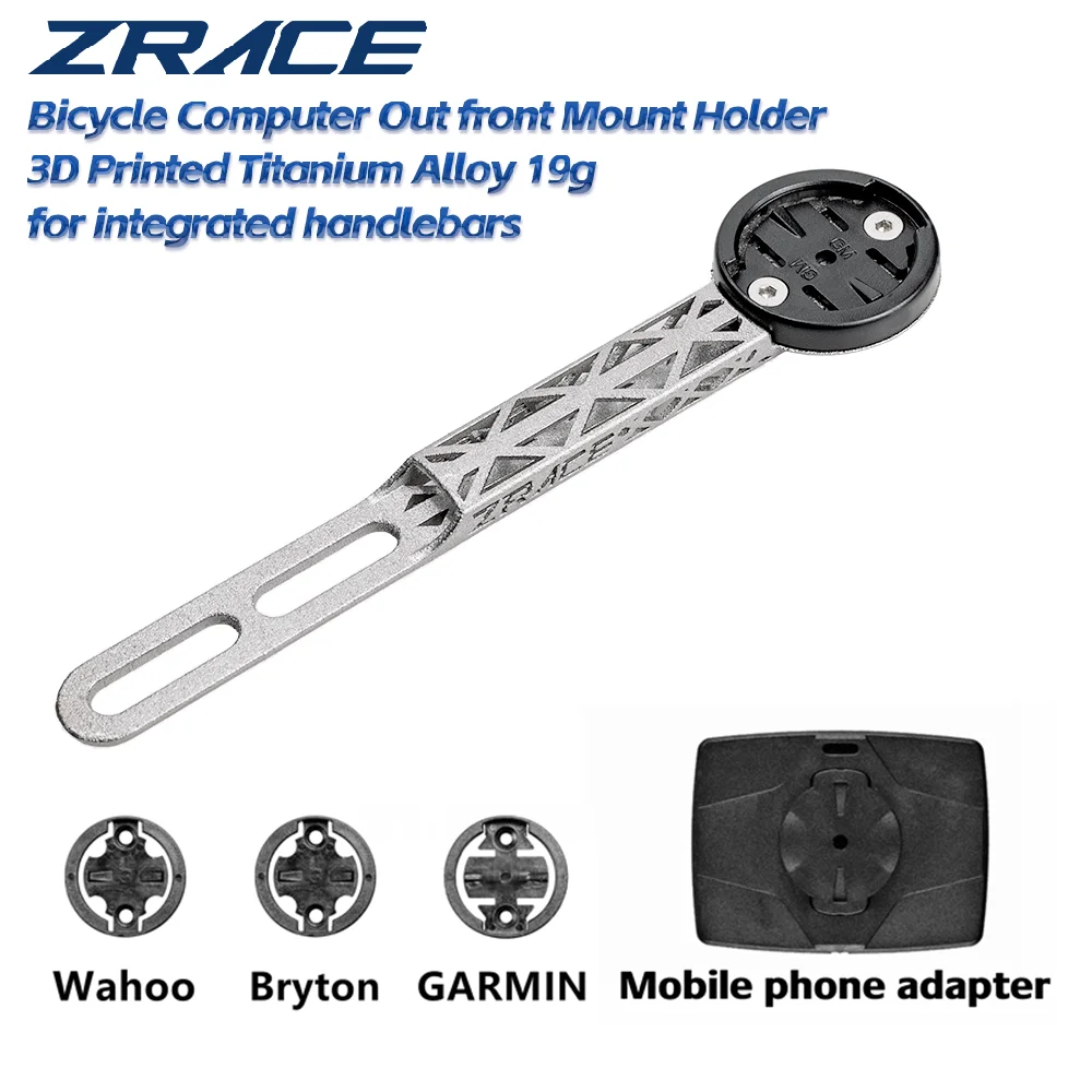 ZRACE Titanium Alloy 3D Printed Bicycle Computer Out Front Mount Holder for Integrated Handlebars, iGPSPORT Garmin Bryton Wahoo