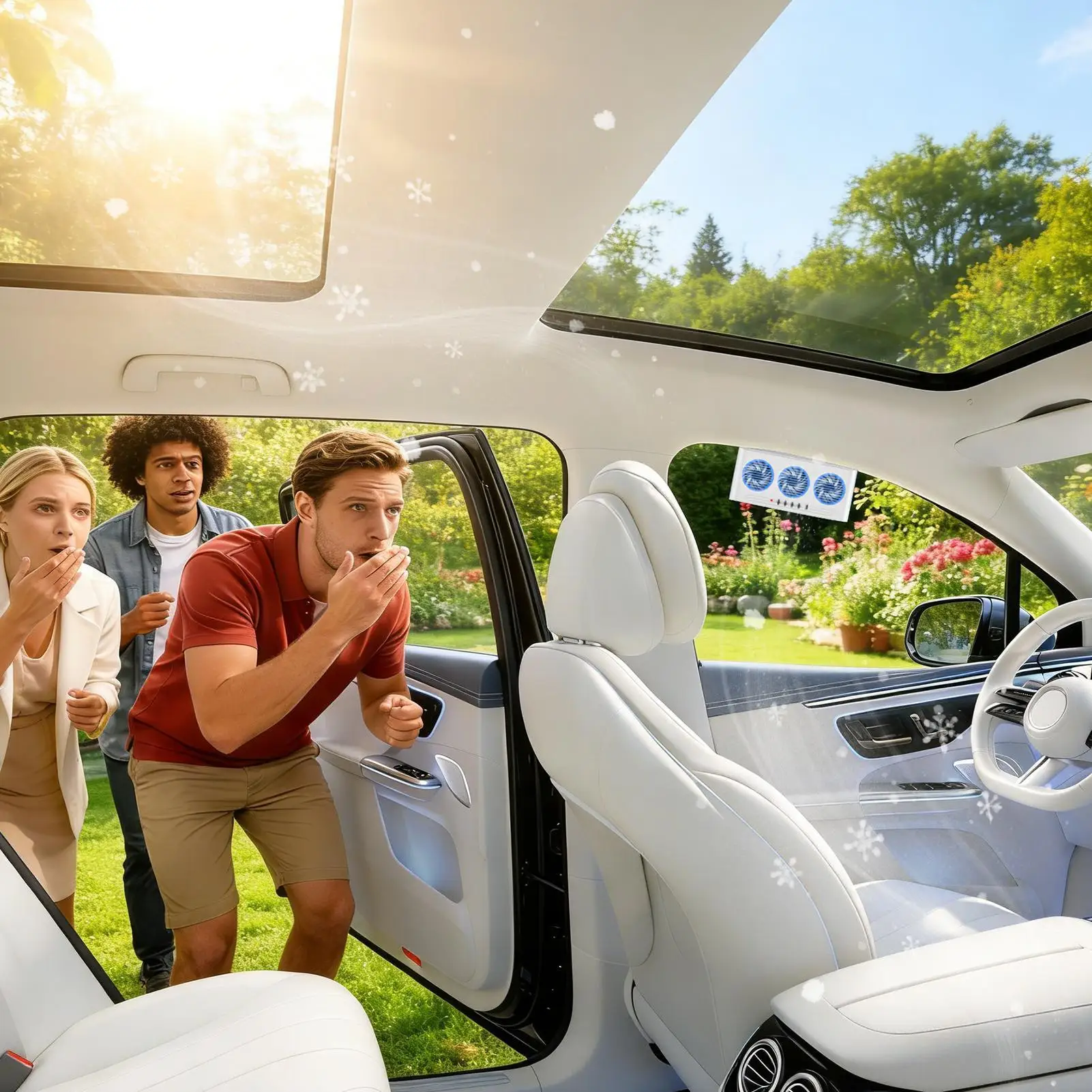 Solar Powered Car Exhaust Fan Portable Radiator Car Window Ventilation Fan With 3 Air Outlets For Vehicle Interior Summer