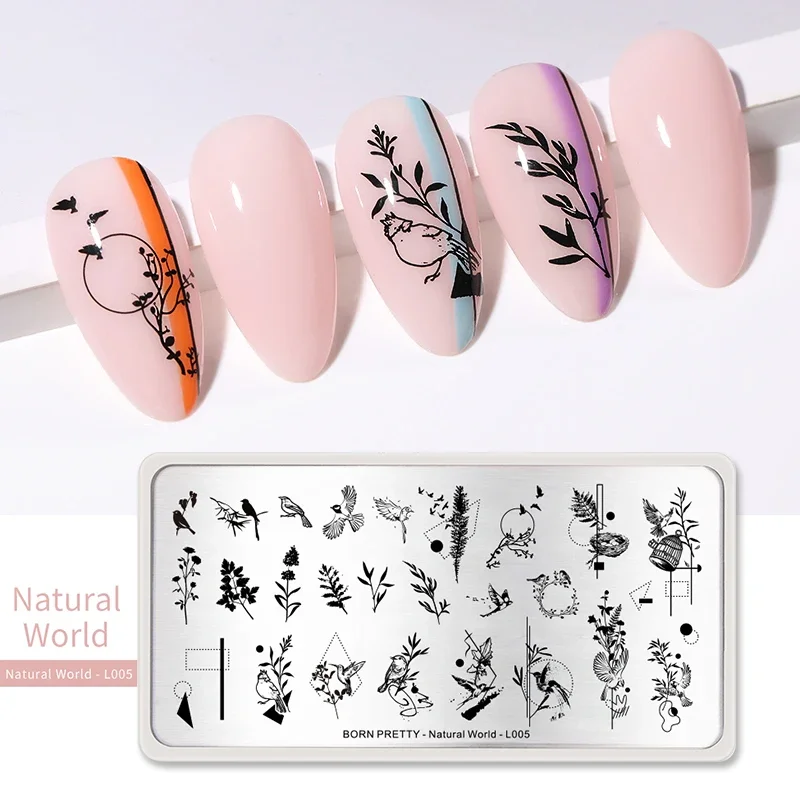 Faillite N PRETTY-Plaques d'estampage d'ongles en acier inoxydable, outils d'impression de conception florale