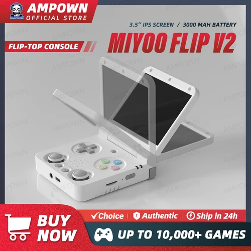 Consola de juegos portátil MIYOO FLIP V2, pantalla IPS de 3,5 pulgadas, sistema operativo Linux, consola de videojuegos Retro, bolsa de almacenamiento gratis, regalos para reproductor