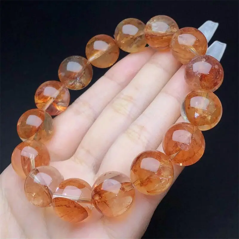 14MM Natural Red Fire Quartz Hematoid Bracelet Colorful Gemstone Bead Strings Fashion Beautifully Jewelry 1PCS