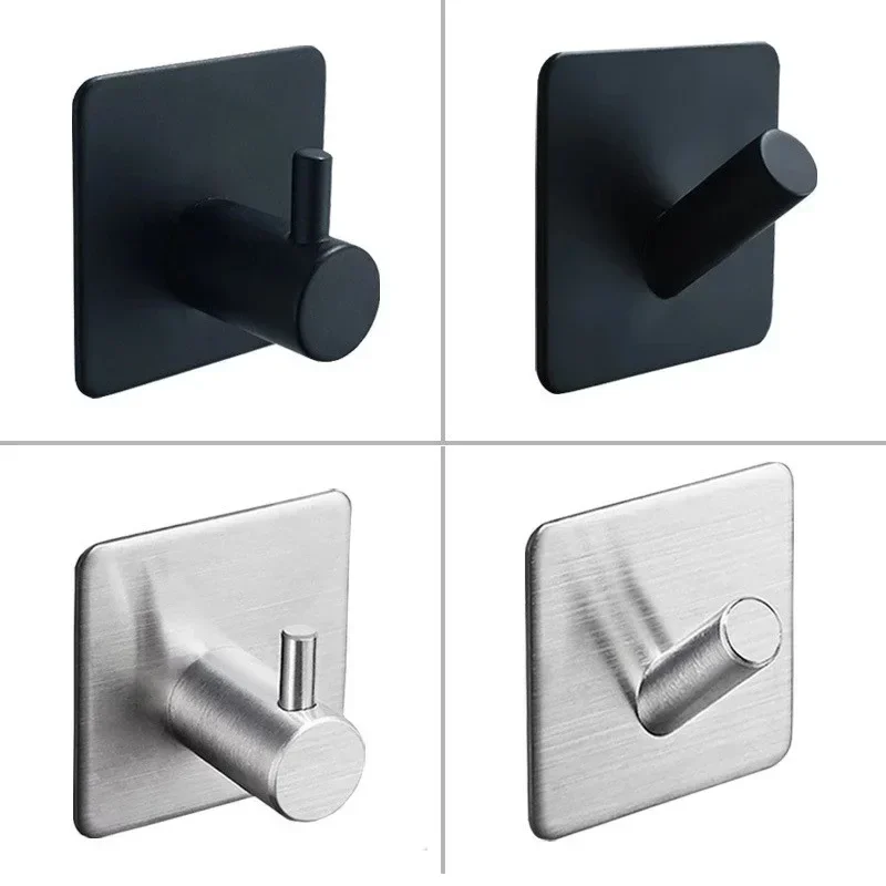 Wall Hook Black Robe Hook Towel Hook for Bathroom Stainless Steel Coat Rustproof Hanger for Kitchen Hardware SUS304