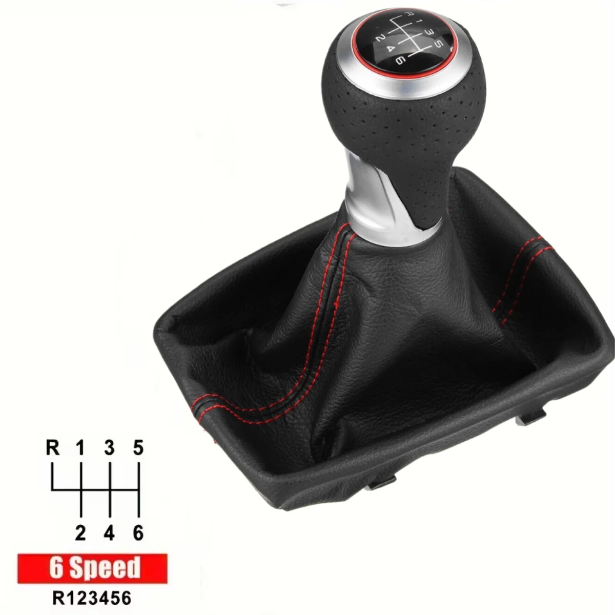 1PC For Audi A4 S4 B8 8k A5 Q5 S-Line 07-15 Leather Gear Shift Stick Knob 6 Speed High Quality Automotive Interior Accessories