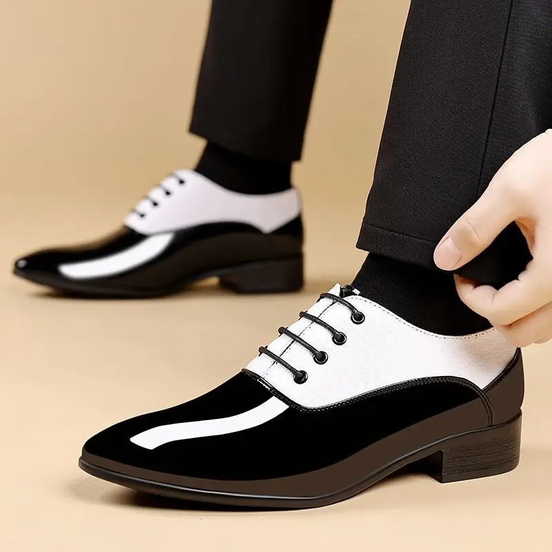 Patent Leather Pointed Toe Social Shoe for Men Spring Autumn Gentleman Office Low Price Luxury Designer Official Dress Shoes Man