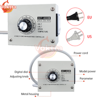 4000W Voltage Controller Stepless Variable Speed Voltage Regulator Adjustable SCR Dimmer Temperature Voltage Regulation AC 220V