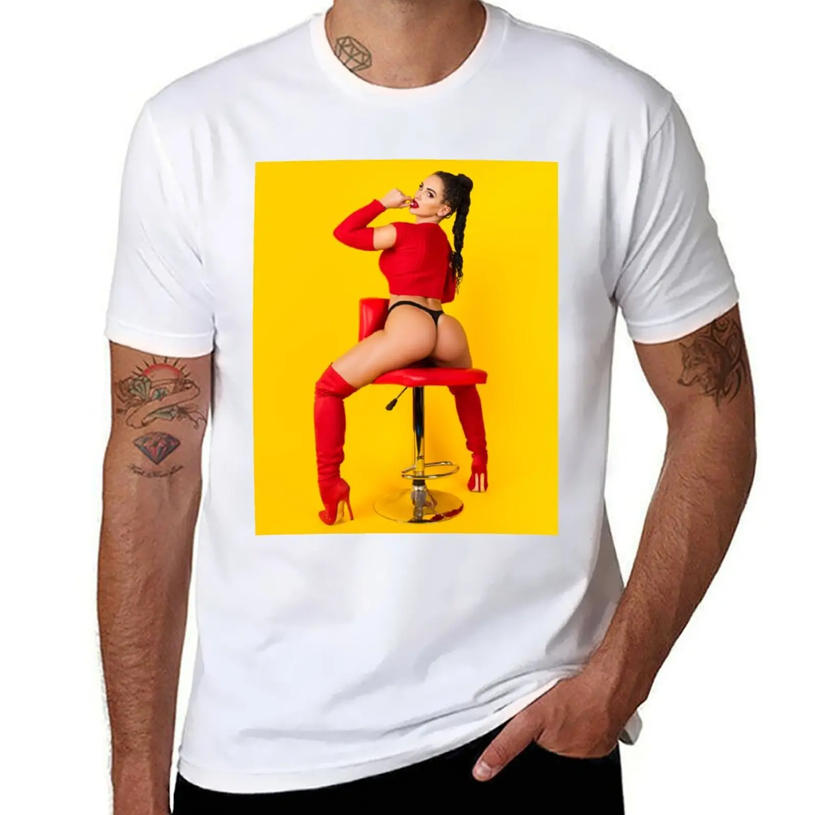 

Hot Sexy Girl on Poster - Bikini Model - Modern Pinup Girl Art Photography featuring Fitness Model Nikola Weiterova in s T-Shirt