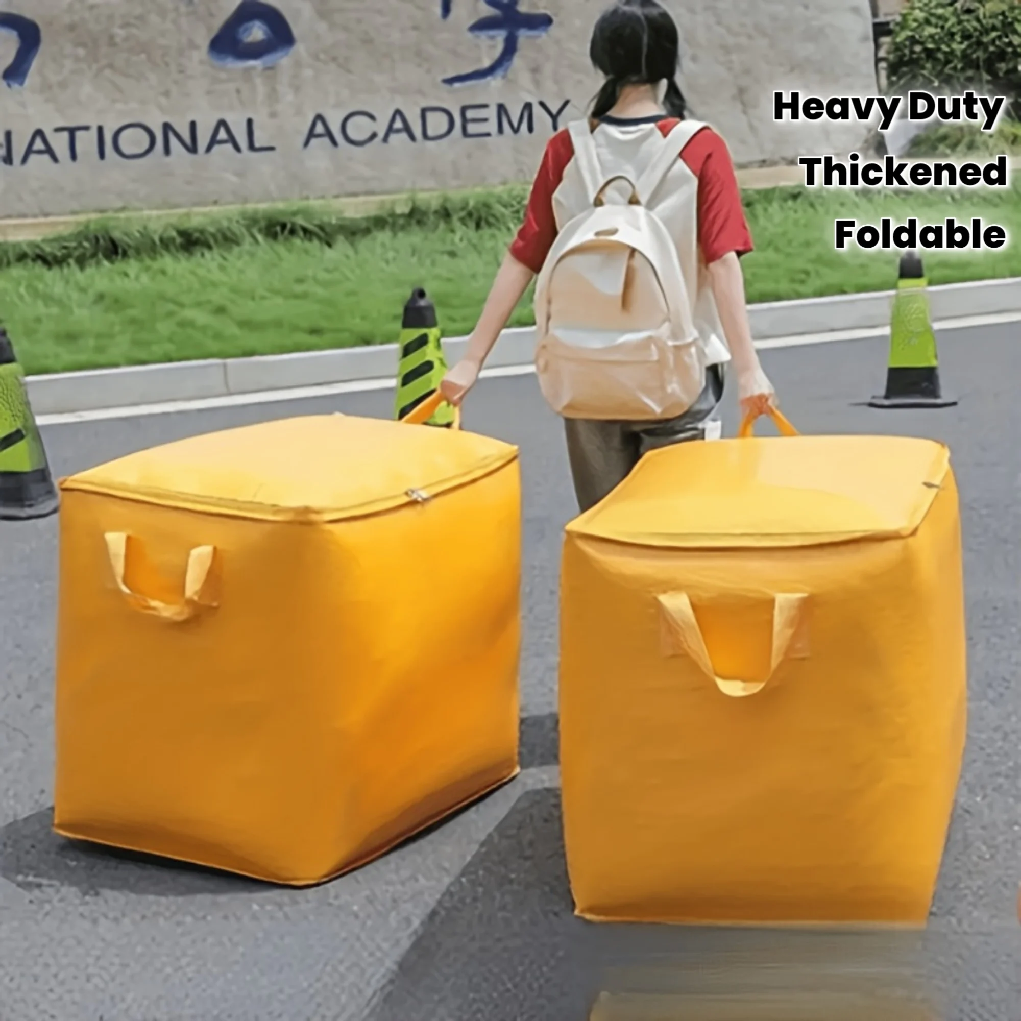 Extra-Large Thickened Moving Bag (Reinforced Handles, Random Color) - Heavy-Duty Waterproof Storage And Organizing Bag, Foldable
