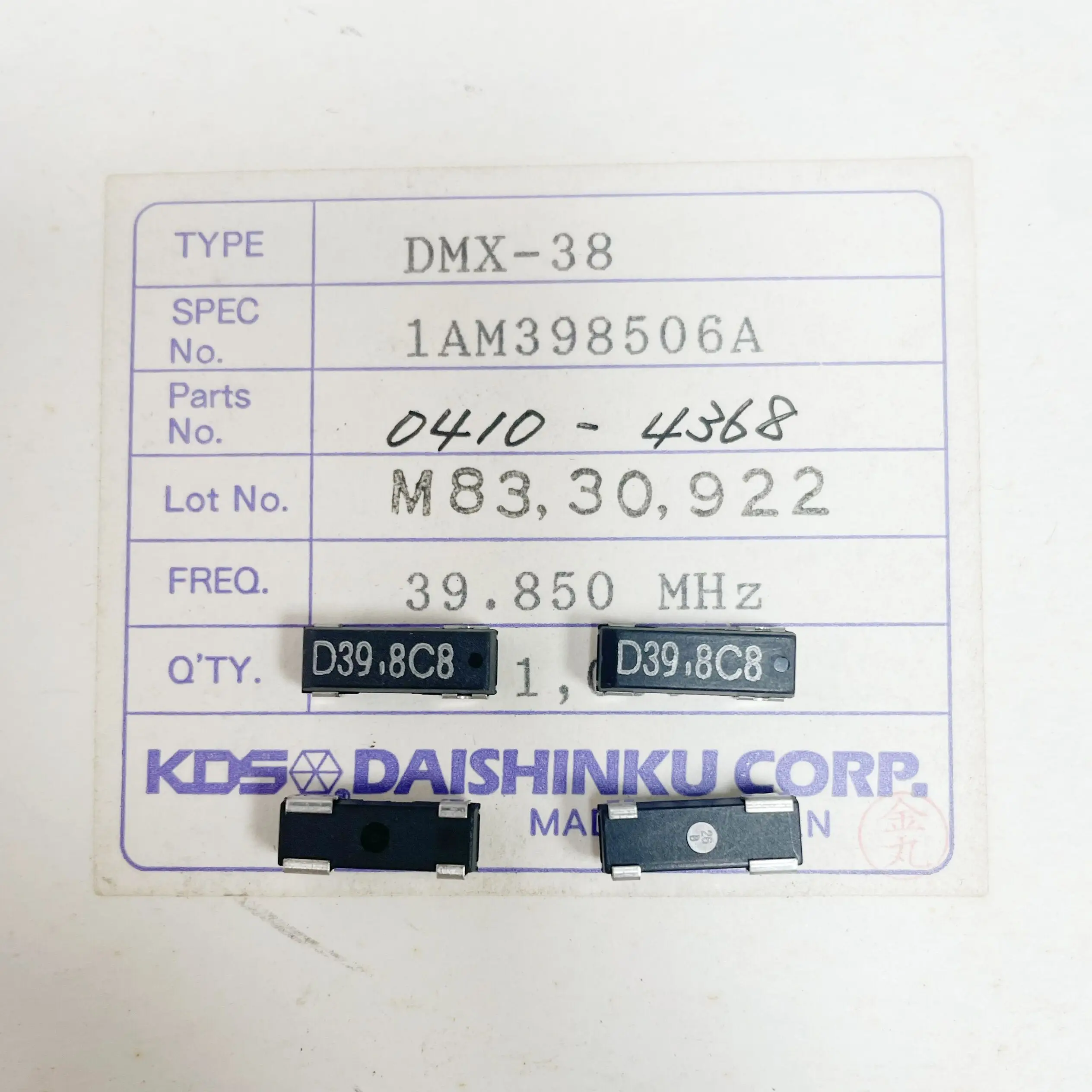 5 PÇS/LOTE DMX-38 39.850MHZ DMX-38 39.850MHZ Chip cristal passivo 39.850M DMX38 cristal 39.850MHZ