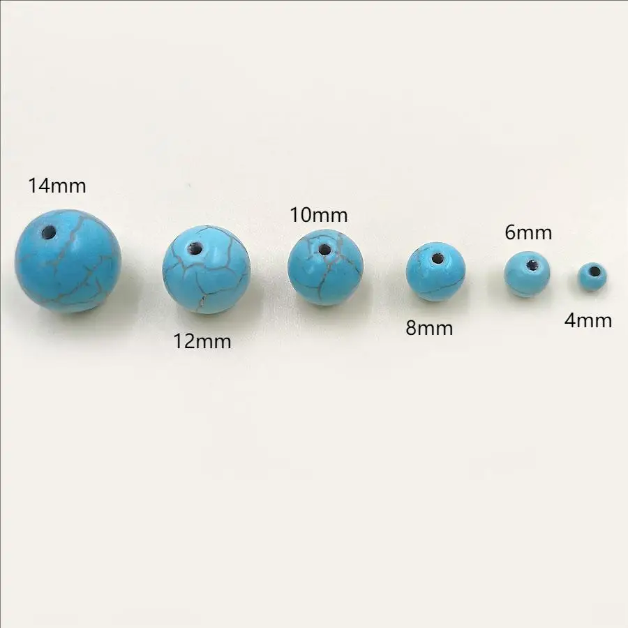 4-14mm 16-200pcs flaws Natural Turquoise Round Spacer Loose Stone Beads DIY Crafts For Jewelry Making Accessories