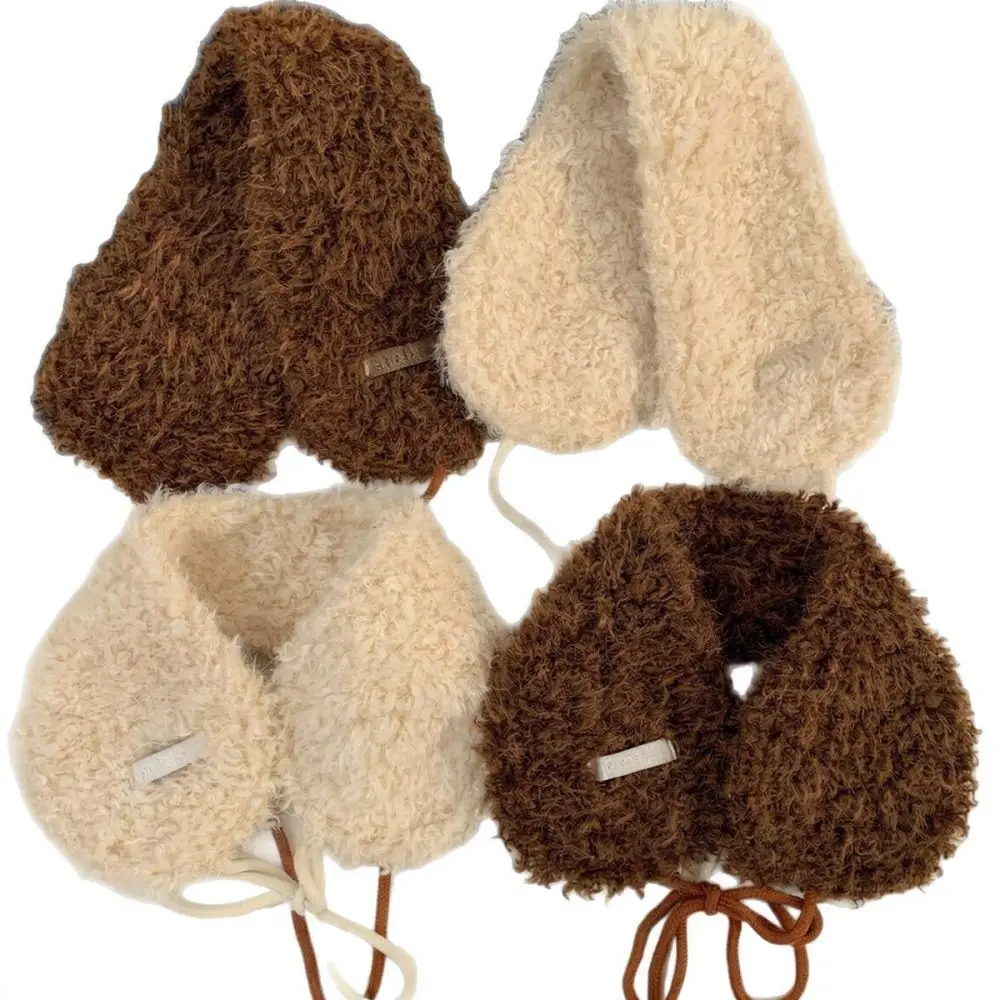 Trendy Retro Earmuffs For Women Winter Plush Knit Ear Warmers Windproof Cold Protection Adjustable Strap Soft Headwear