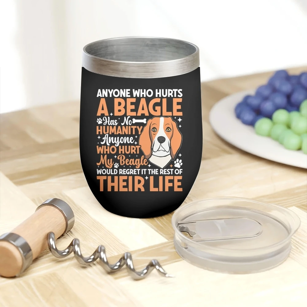 Beagle Design Vacuum Flasks 12oz Insulated Wine Tumbler Vacuum Coffee Mug Egg Shape Thermos Cup