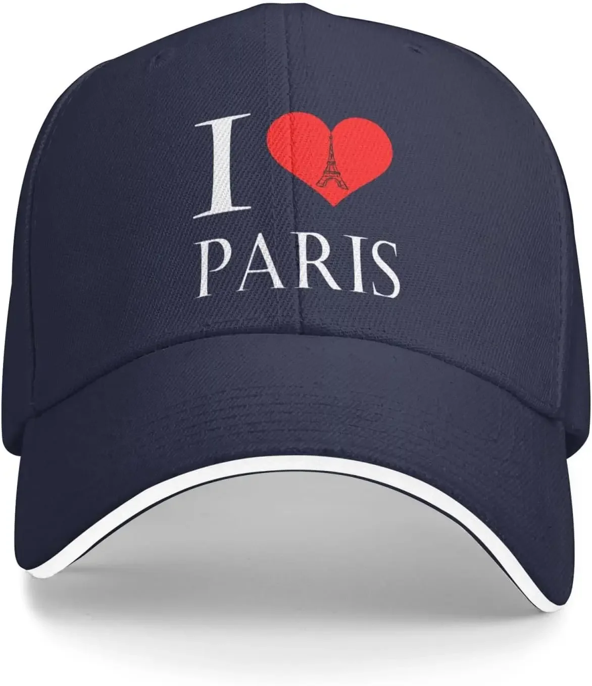 Unisex I Love Paris Eiffel Tower Baseball Hat, Heart Baseball Cap Adjustable Trucker Hat for Men Women