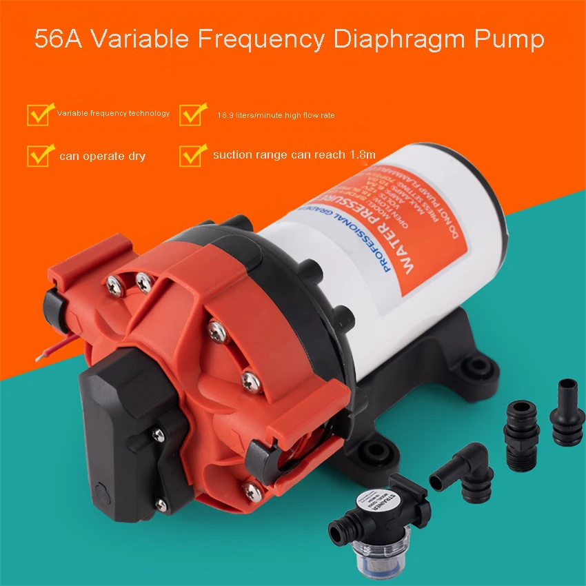 56A Variable Frequency Diaphragm Pump 12V/24V Automatic Start Stop Industrial Pumping PumpLaboratory Booster Diaphragm