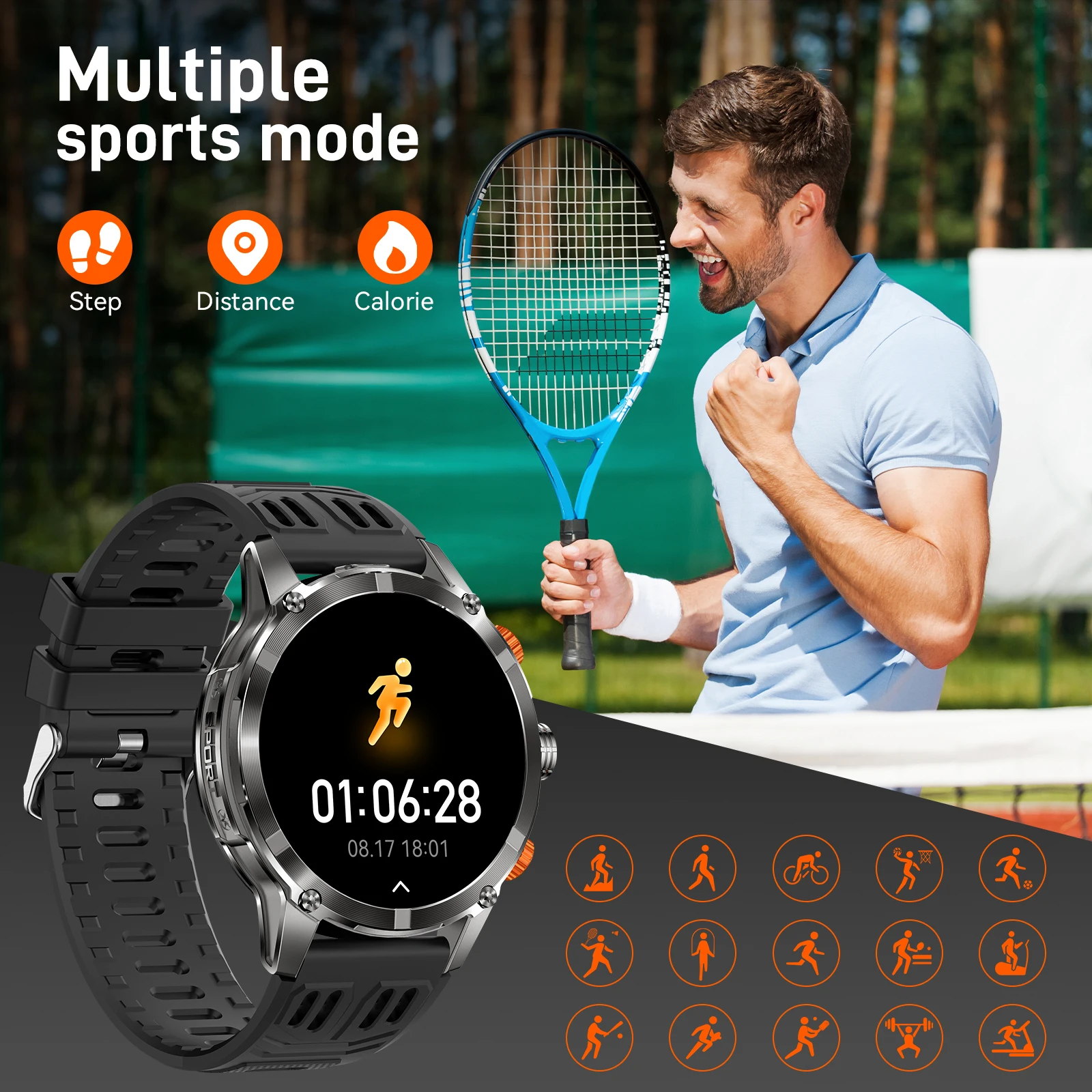 LaNikar 2025 Smart Watch IP67 Waterproof Original Design Sports Watch With calendar And Altitude Barometer LED Flashlight Call