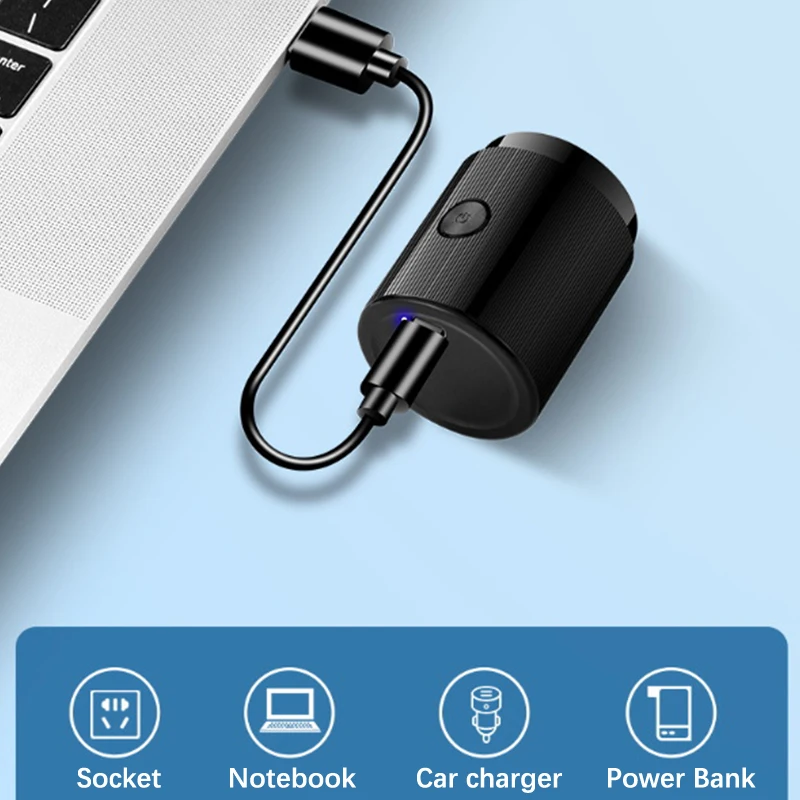 เครื่องโกนหนวดไฟฟ้าขนาดเล็กสำหรับผู้ชายที่โกนหนวดไฟฟ้าแบบชาร์จไฟได้ USB เครื่องโกนหนวดแบบหน้าไร้สายแบบพกพา