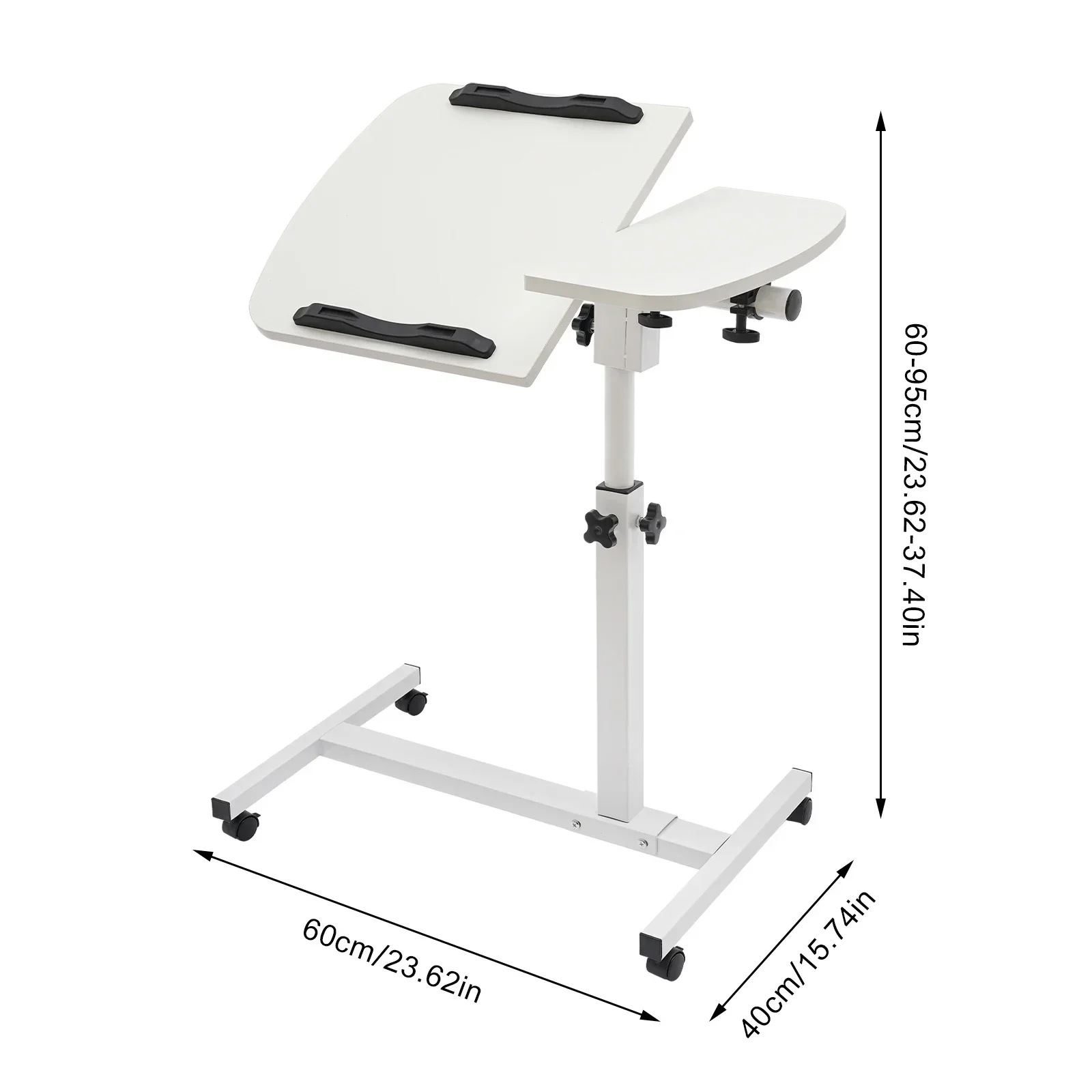 Small Mobile Standing Desk,90°Folded Laptop Table Mobile Workstation,Height-Adjustable Desk Portable Computer Stand w/Wheels