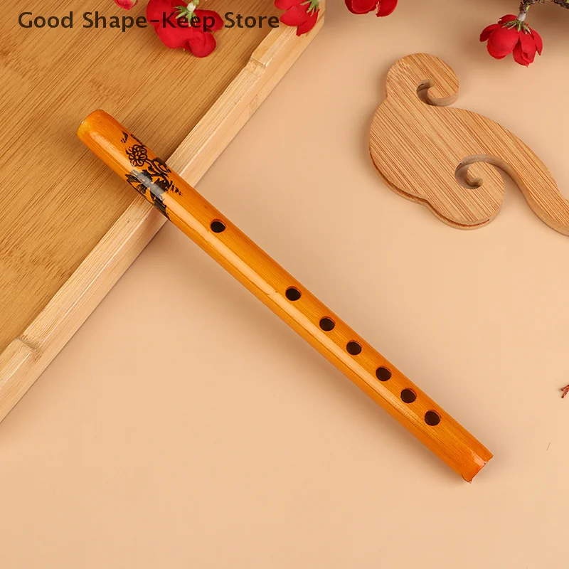 1PC Student Wooden Color Clarinet - Chinese Traditional 6 Holes Vertical Bamboo Flute Musical Instrument for Beginners