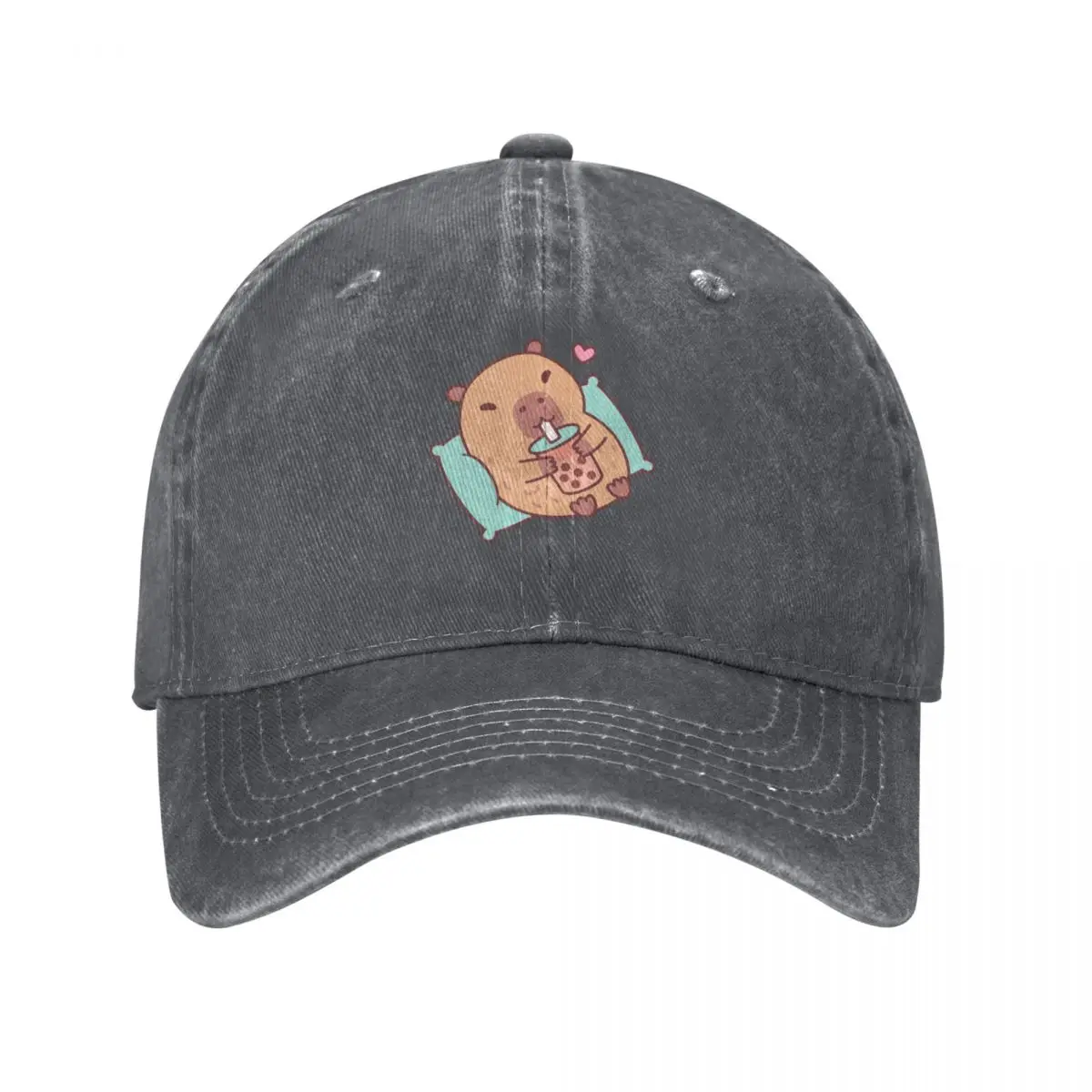 

Cute Capybara Chilling And Drinking Bubble Tea Baseball Cap Luxury Cap Big Size Hat Luxury Woman Men's