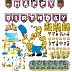 Simpsons Party Supplies Decorations Kids Birthday Disposable Tableware Tablecloth Cups plate Party Theme Favors Boy Set