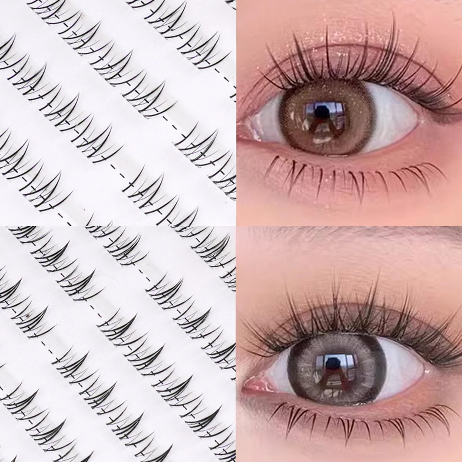 Faux-cils inférieurs en forme de V, 10 rangées de sensation d'air, tige transparente naturelle, outils d'extension de maquillage