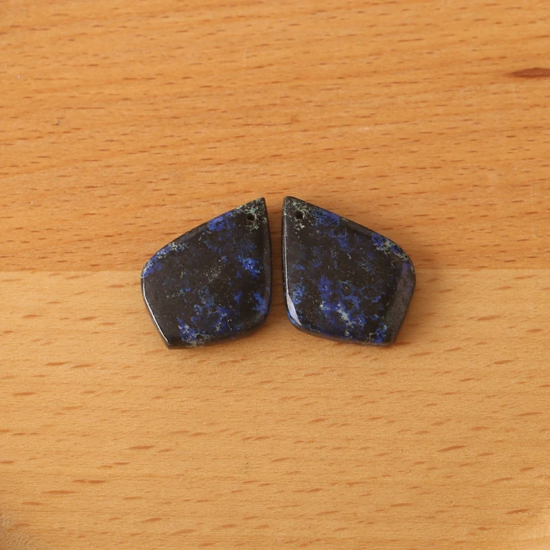 

B & F синие азуритовые серьги-бусины из натурального камня, переднее сверление, 27x19x4 мм, 5,9 г, аксессуары для самостоятельного изготовления ювелирных изделий