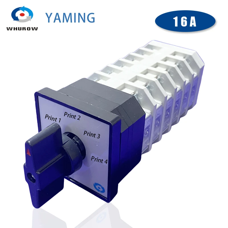 

Четырехпозиционный поворотный кулачковый переключатель управления печатью, шестиполюсный серебряный контакт, селектор 16 А YM-LW12-16-XJDZ4.20-6-031