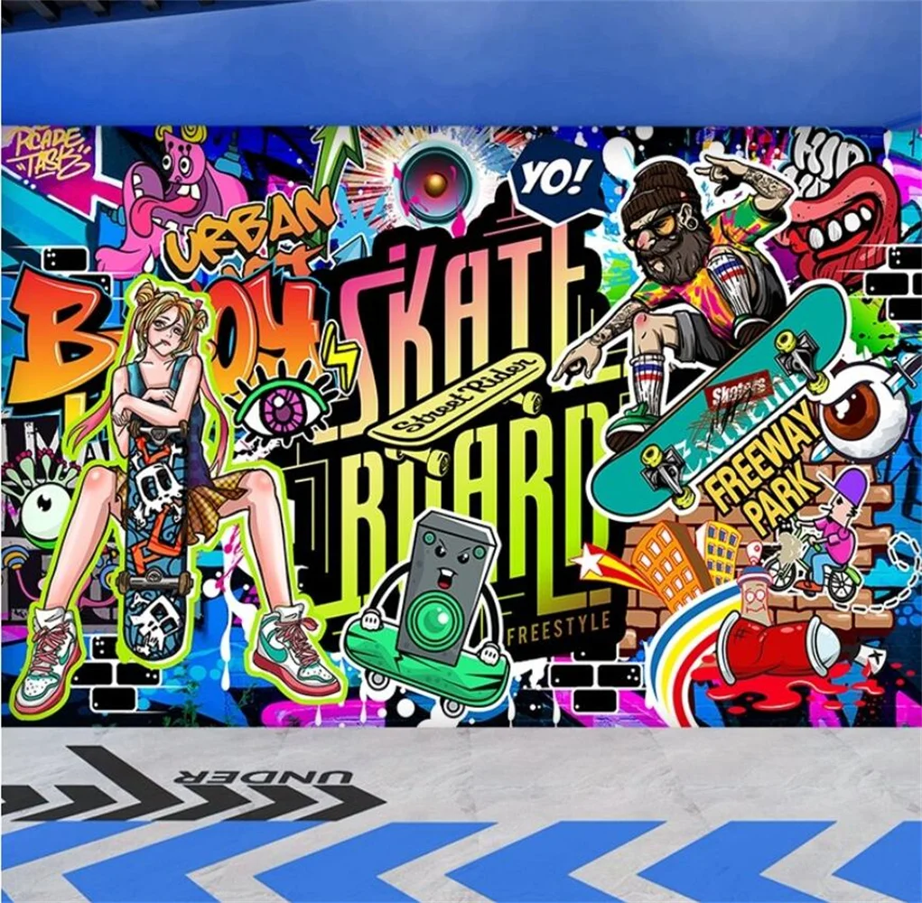 home decor Graffiti 3d Wallpaper Fashion Brand Clothing Shop Wallpaper Gym Club Personalized Custom Murals papel de parede