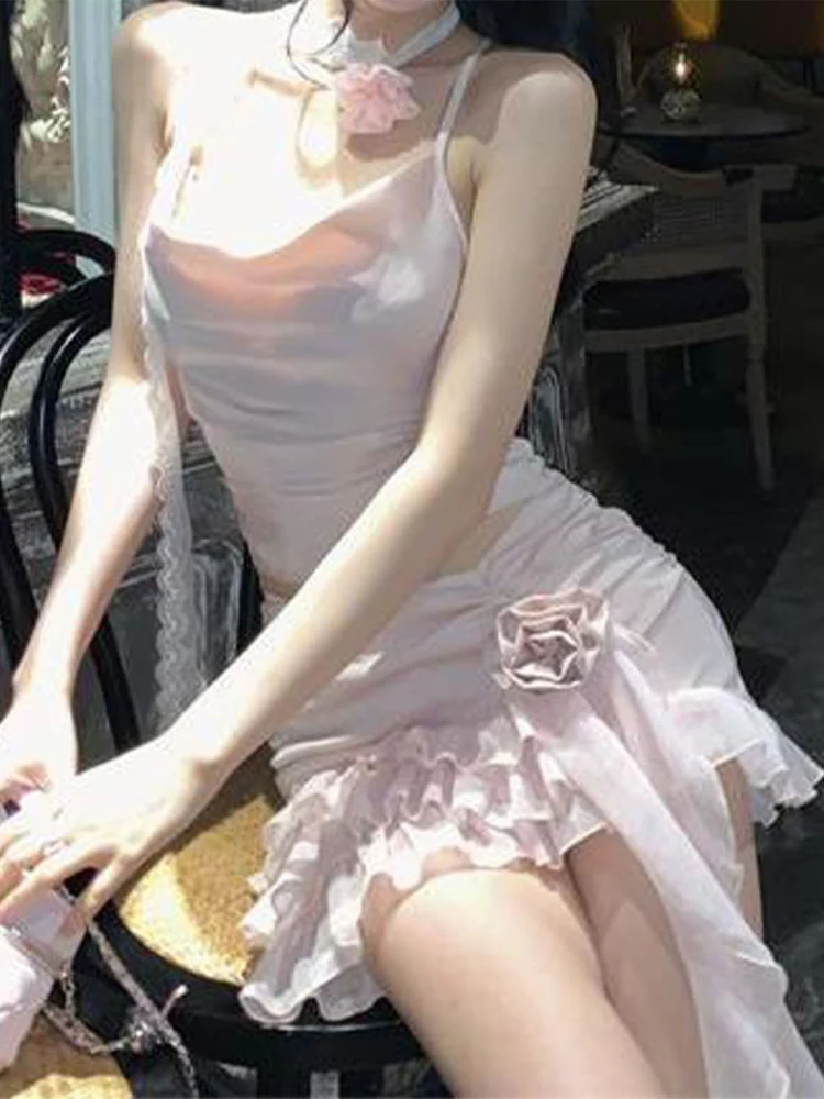 Zestaw dwuczęściowy: asymetryczny crop top z koronką w stylu Pure Desire Spicy Girl i spódnica z wysokim stanem, letni, modny design.