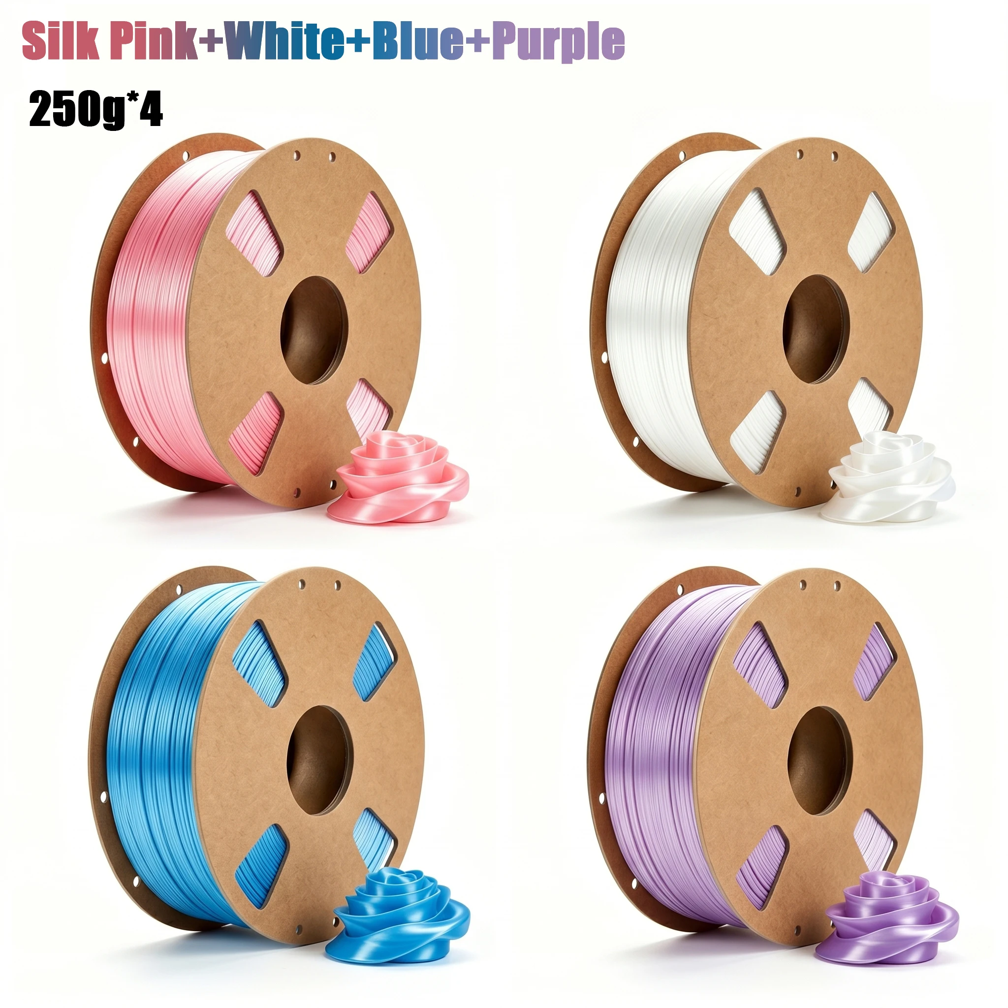 

1.75mm Silk PLA, pink/white/blue/purple, 200g/250g/500g/1kg, for most FDM 3D printers