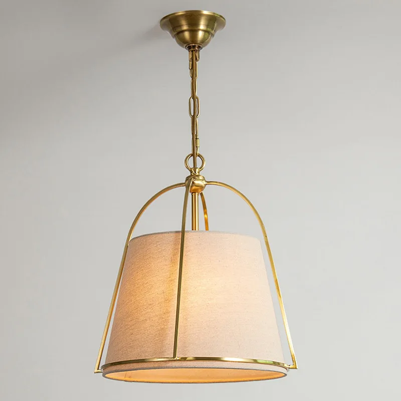 Vintage Restaurant Coffee Table Hanging Lamp Living Dinging Room Cloth Chandelier Lustre American Retro Metal Pendant Lights