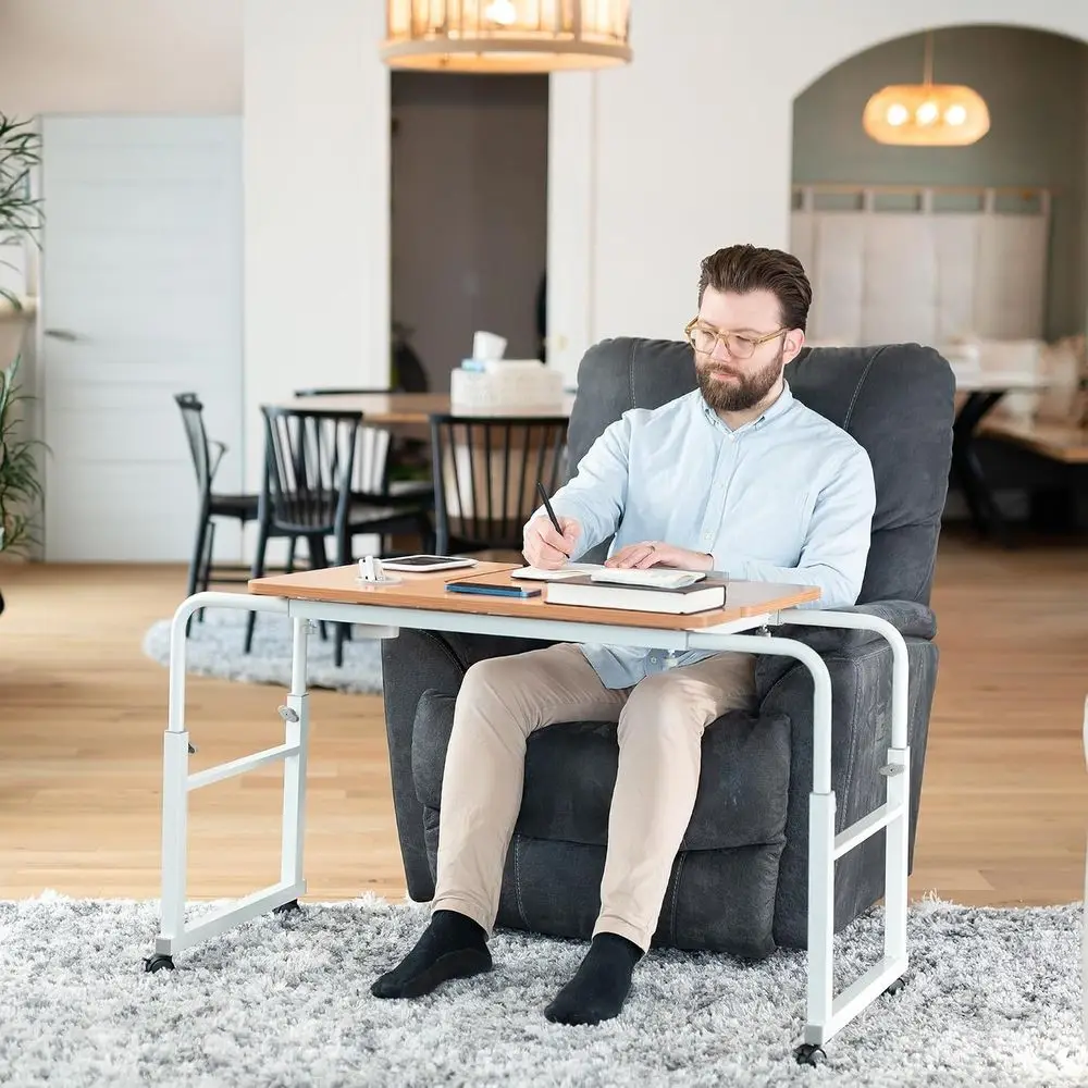 Mobile Over the Bed and Recliner Table, ing Laptop Tray with Height and Length e Adjusent, Ergonomic Overbed Kids and Adult Desk